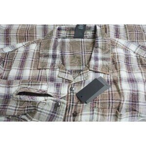 John Varvatos Reversible Brown Purple Plaid Button Up Shirt Sz 2XL Brand New
